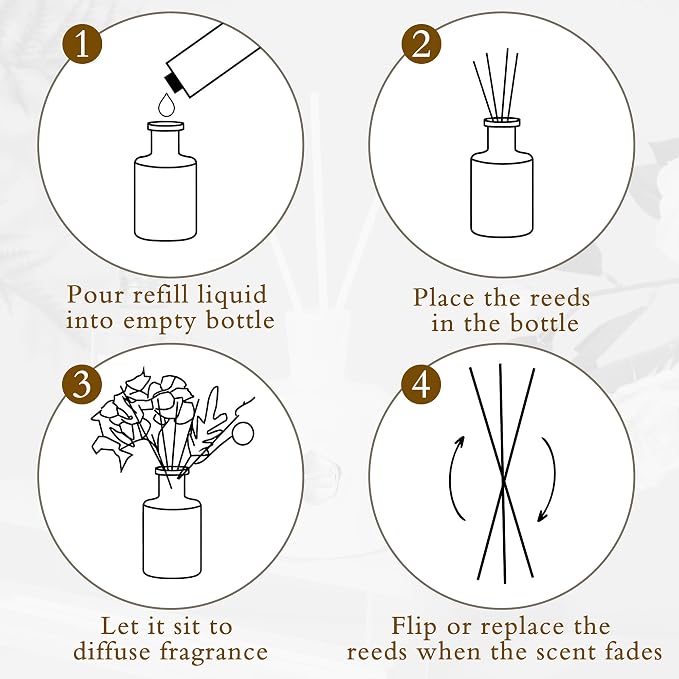 Amber Reed Diffuser for Home, Air Freshener, Woody Scent Diffuser with 5 Reeds for Bedroom Living Room Bathroom Décor