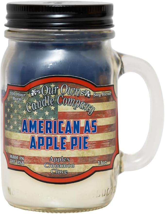 American as Apple Pie Scented Mason Jar Candle, 100 Hour Burn Time, Made in The USA - 13 Ounces, product image