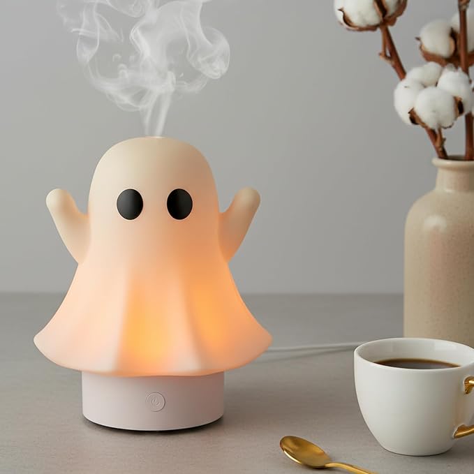 Aozale Cute Ghost Essential Oil Diffuser, 120ML Ultrasonic Cool Mist Mini Humidifier with 7-Color LED, Auto Shut-Off, product
