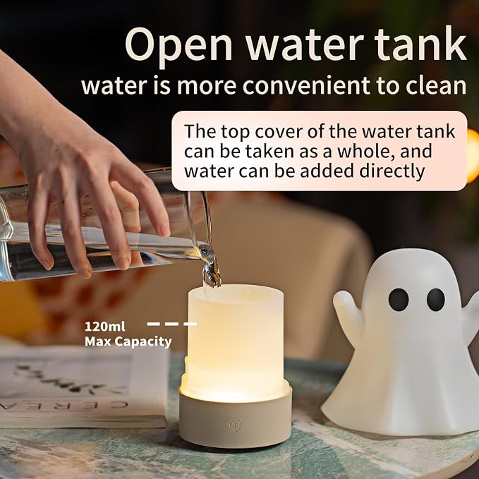 Aozale Cute Ghost Essential Oil Diffuser, 120ML Ultrasonic Cool Mist Mini Humidifier with 7-Color LED, Auto Shut-Off