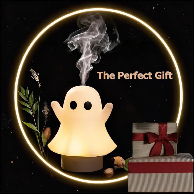 Aozale Cute Ghost Essential Oil Diffuser, 120ML Ultrasonic Cool Mist Mini Humidifier with 7-Color LED, Auto Shut-Off