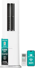 API0825UW1D Smart Inverter Twin Hose 8,000 BTU (DOE) 350 SF Heat/Cool Tower Portable Air Conditioner, White, product image