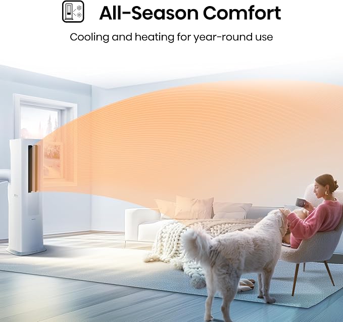 API0825UW1D Smart Inverter Twin Hose 8,000 BTU (DOE) 350 SF Heat/Cool Tower Portable Air Conditioner, White, alternate