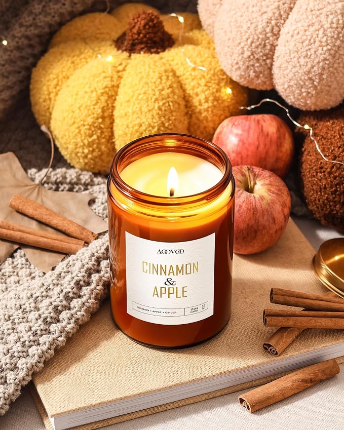 Apple Cinnamon Candles - 22 oz Scented Candles, Aromatherapy Candle, Soy Candle for Home Scented, alternate product view 2