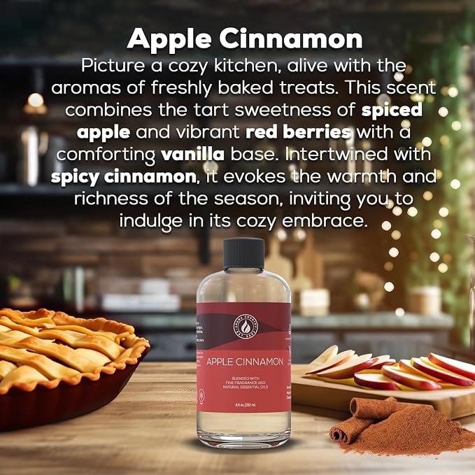 Apple Cinnamon Diffuser Oil - Luxury Essential Oils for Diffuser Refill & Air Freshener Room Spray, alternate product view 2