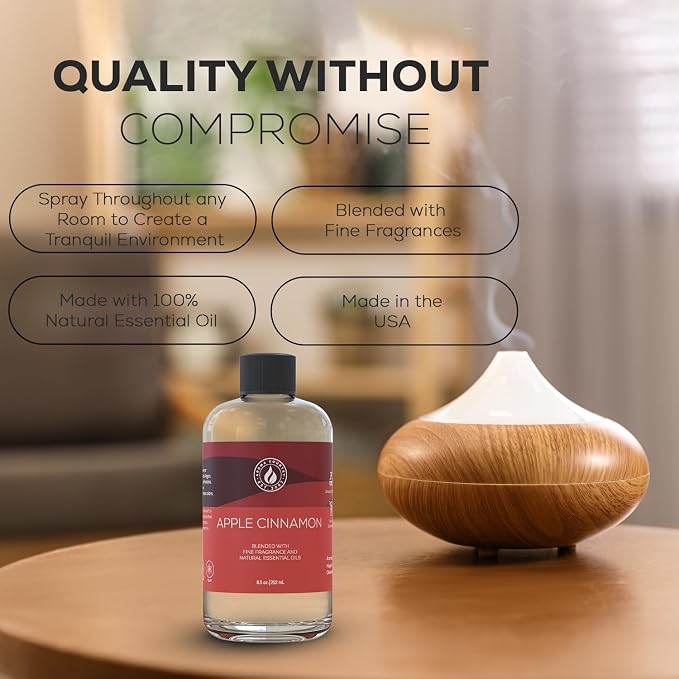 Apple Cinnamon Diffuser Oil - Luxury Essential Oils for Diffuser Refill & Air Freshener Room Spray, alternate product view 3