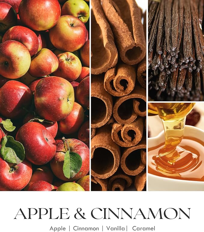 Apple Cinnamon Scented Candles for Women - Aromatherapy Candle with Crystals Inside, 10oz Soy Candles for Home Scented
