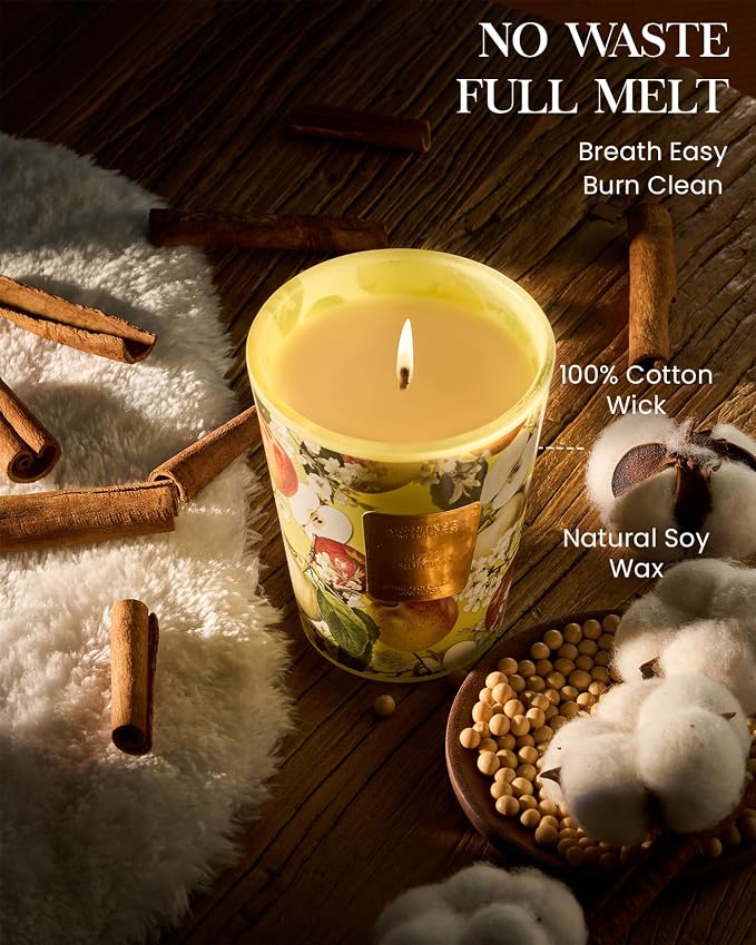 Apple Crumble Soy Candle, 14.1oz 60H Long Lasting, Aromatherapy Candle for Kitchen Warmth Winter Holiday Housewarming Gifts