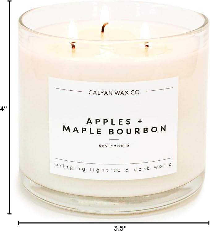 . Apples & Maple Bourbon 3 Wick Scented Candle - 43 Hour Burn - Luxury 3 Wick Soy Candles, alternate product view 10