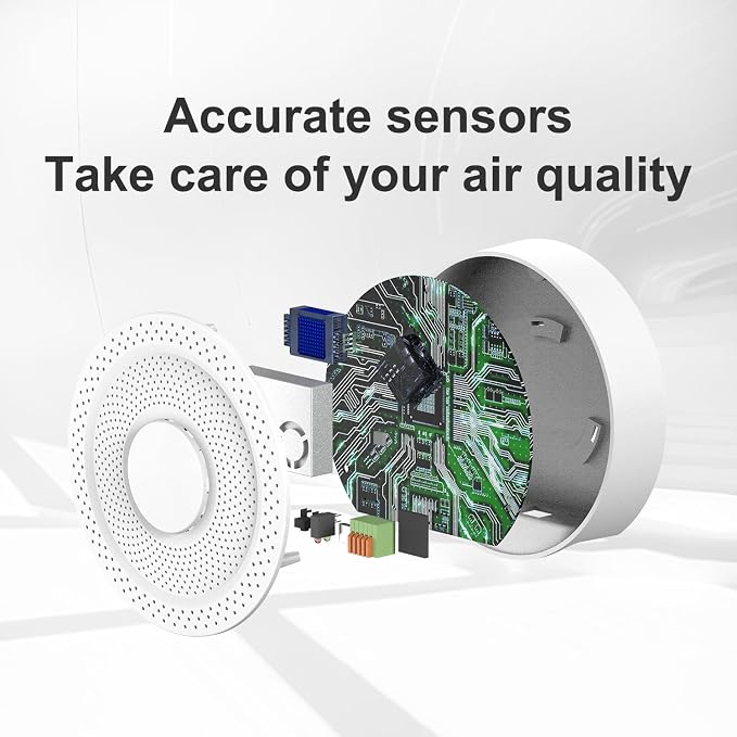 AQS1 9-in-1 Air Quality Monitor - PM1/2.5/10, TVOC, CO2/CO2e, Temp/RH/Air Pressure, Multiple Alerts, WiFi/RS485 Connectivity
