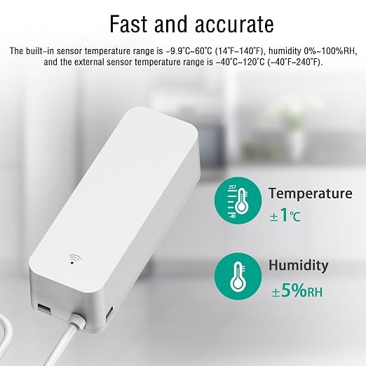 Aquarium Thermometer, Smart Fish Tank Thermometer App Monitor WiFi Hygrometer for Baby Room Greenhouse Fish Tank, alternate