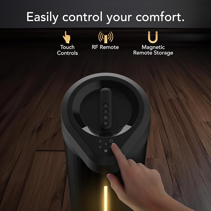 ARA® Oscillating Tower Fan with Ambient Light and Remote, 40 Inch, Quiet Powerful Standing Fan, 5 Speeds, Touch Control