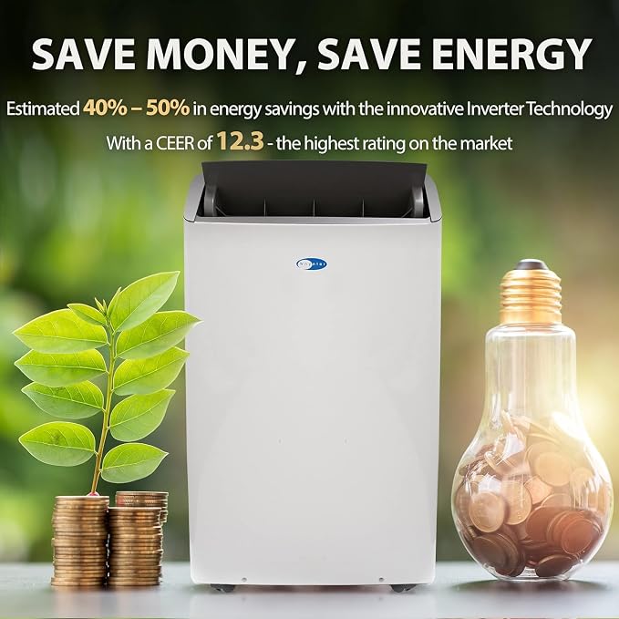 ARC-1030WN 12000 BTU (10000 BTU SACC) NEX Inverter Dual Hose Cooling Portable Air Conditioner, Dehumidifier, and Fan with