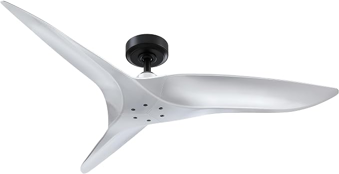 ARC 52-Inch Modern Silver Ceiling Fan with Remote Control – No Light, Ultra Quiet DC Motor, Reversible 3-Blade Fan for Indoor