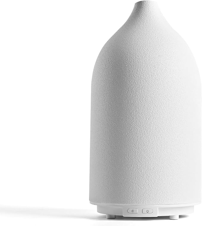 Aroma Diffuser,500ML Ceramic Ultrasonic Essential Oil Diffuser for Aromatherapy with 7-Color LED Light Waterless Auto Off for