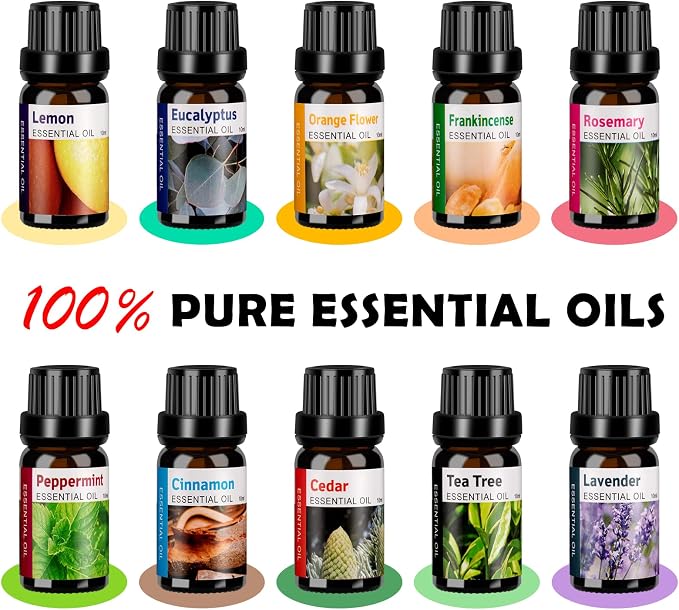 Aroma Diffusers for Essential Oils Large Room with 10 Essential Oils,Ultrasonic Aromatherapy Diffuser for Home Bedroom