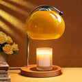 Aroma Wax Melting Lamp Retro Wood Storage Tray Glass Candle Warmer Desk Lamp Bedroom Bedside Ambient Table Lamp