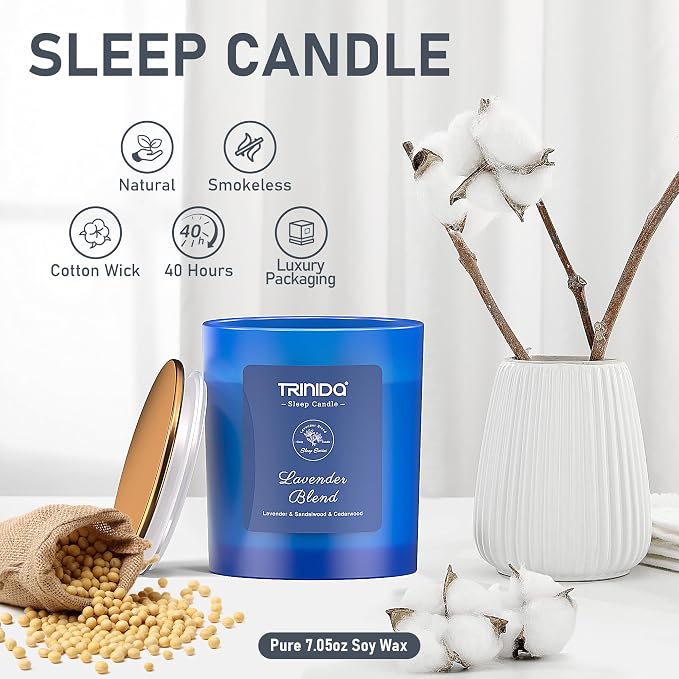 Aromatherapy Candle – Soy Candles with Crystal for Men, Natural Soy Wax Candles with Lavender & Sandalwood & Cedarwood