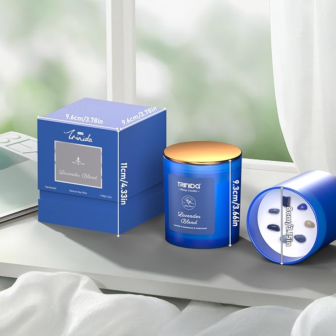 Aromatherapy Candle – Soy Candles with Crystal for Men, Natural Soy Wax Candles with Lavender & Sandalwood & Cedarwood