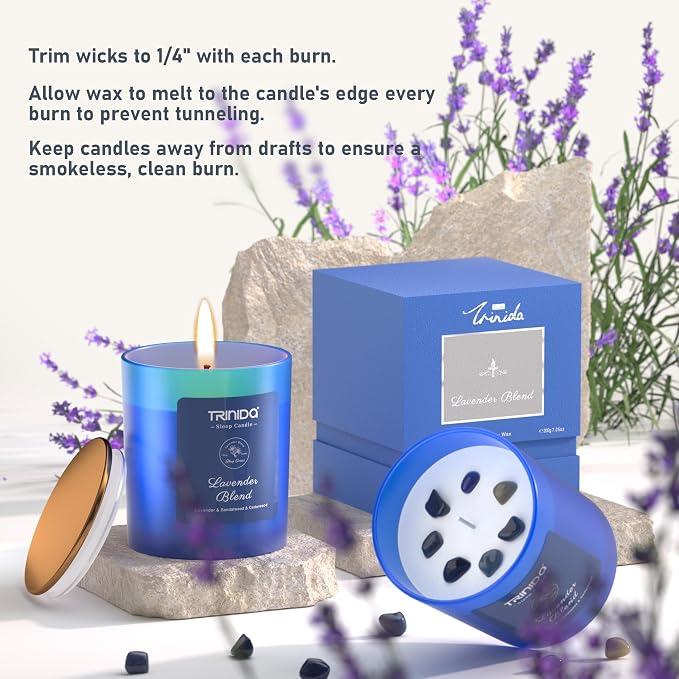 Aromatherapy Candle – Soy Candles with Crystal for Men, Natural Soy Wax Candles with Lavender & Sandalwood & Cedarwood