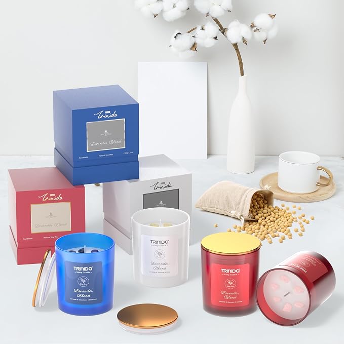 Aromatherapy Candle – Soy Candles with Crystal for Men, Natural Soy Wax Candles with Lavender & Sandalwood & Cedarwood