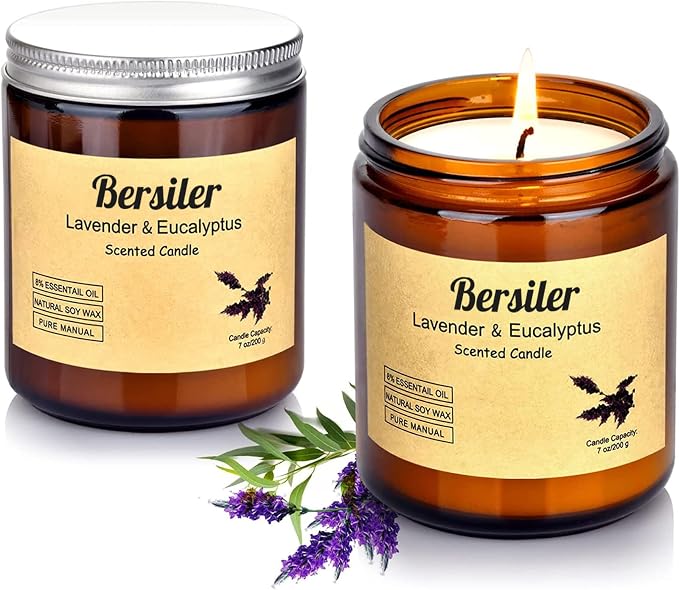 Aromatherapy Candles, 2 Pack Lavender Eucalyptus Scented Candles Stress Relief and Relax for Home & Bedroom Gift for Women