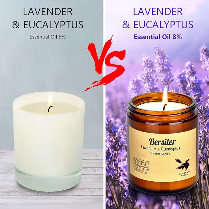 Aromatherapy Candles, 2 Pack Lavender Eucalyptus Scented Candles Stress Relief and Relax for Home & Bedroom Gift for Women