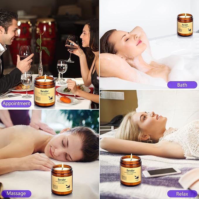 Aromatherapy Candles, 2 Pack Lavender Eucalyptus Scented Candles Stress Relief and Relax for Home & Bedroom Gift for Women