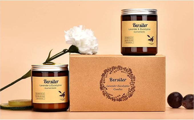 Aromatherapy Candles, 2 Pack Lavender Eucalyptus Scented Candles Stress Relief and Relax for Home & Bedroom Gift for Women