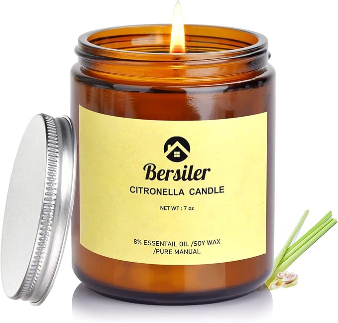 Aromatherapy Candles, Scented Candles, 7 OZ Lemongrass Citronella Candles, Stress Relief and Relax for Home & Bedroom Gift
