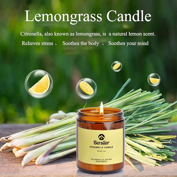 Aromatherapy Candles, Scented Candles, 7 OZ Lemongrass Citronella Candles, Stress Relief and Relax for Home & Bedroom Gift