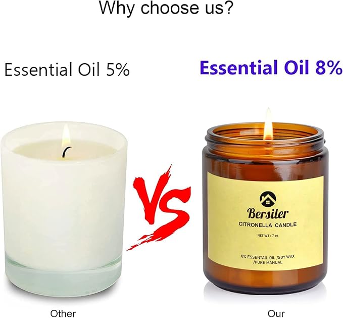 Aromatherapy Candles, Scented Candles, 7 OZ Lemongrass Citronella Candles, Stress Relief and Relax for Home & Bedroom Gift