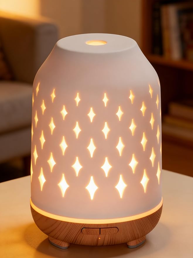 Aromatherapy Diffuser, 150ml Ceramic Diffuser Ultrasonic Humidifier Cool Mist Essential Oil Diffusers for Home Air Diffuser