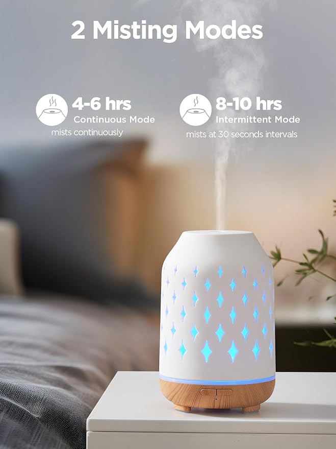 Aromatherapy Diffuser, 150ml Ceramic Diffuser Ultrasonic Humidifier Cool Mist Essential Oil Diffusers for Home Air Diffuser