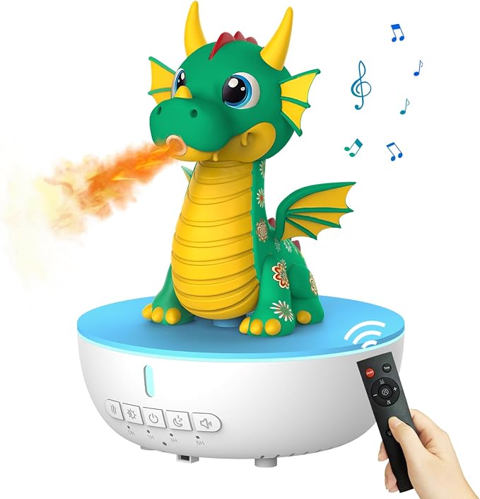 Aromatherapy Dragon Humidifier, 200ML Essential Oil Diffuser with Remote & Timer, White Noise Machine with 10 Soothing