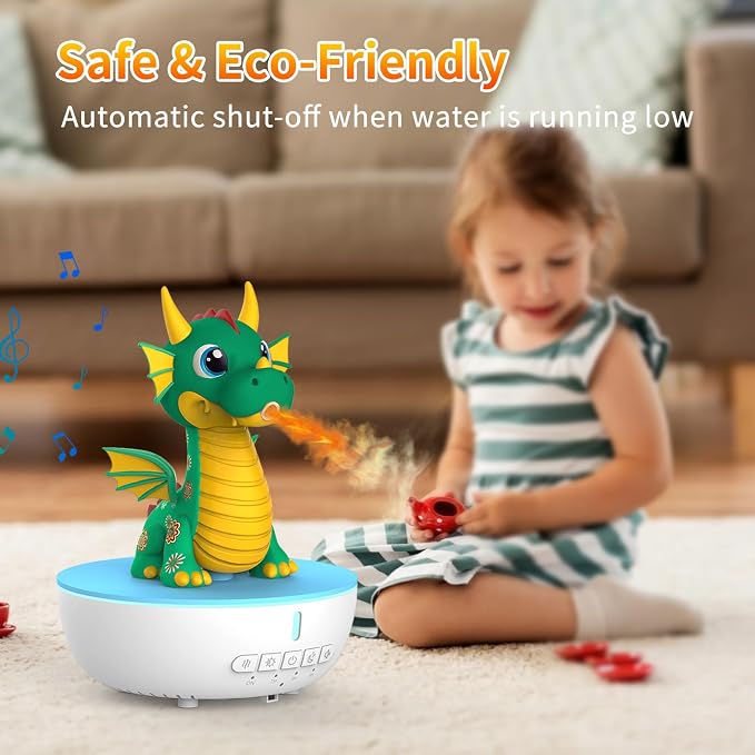 Aromatherapy Dragon Humidifier, 200ML Essential Oil Diffuser with Remote & Timer, White Noise Machine with 10 Soothing