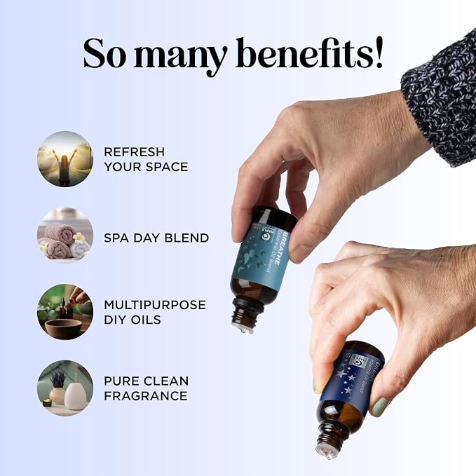 Aromatherapy Essential Oil Blends for Diffusers - Diffuser Essential Oil Set with Dream Essential Oil Blend and Breathe