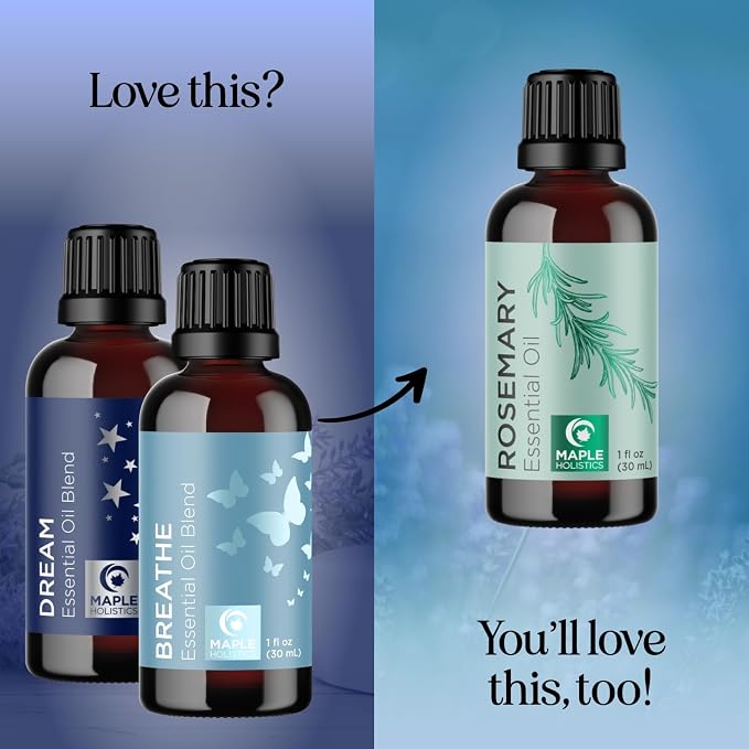 Aromatherapy Essential Oil Blends for Diffusers - Diffuser Essential Oil Set with Dream Essential Oil Blend and Breathe