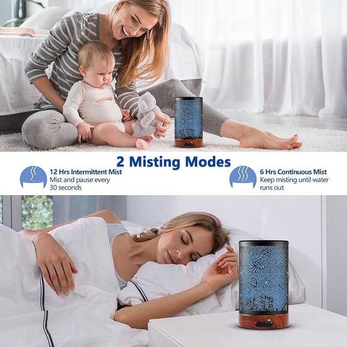 Aromatherapy Essential Oil Diffuser 150ml- Electric Cool Mist Aroma Diffuser with Intermittent Mode, Auto Shut-Off