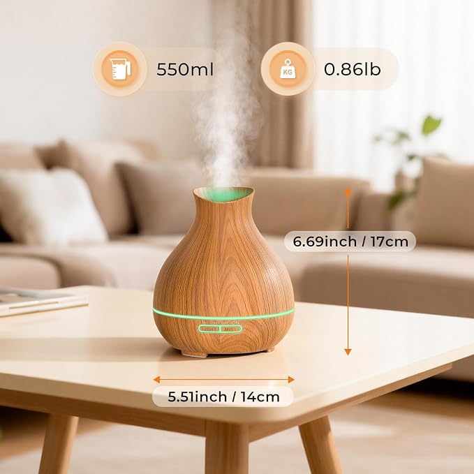 Aromatherapy Essential Oil Diffuser,2 PCS Humidifier with 550ml Lasting Mist Output Waterless Auto-Off Ultrasonic Diffusers