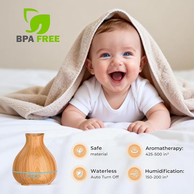 Aromatherapy Essential Oil Diffuser,2 PCS Humidifier with 550ml Lasting Mist Output Waterless Auto-Off Ultrasonic Diffusers