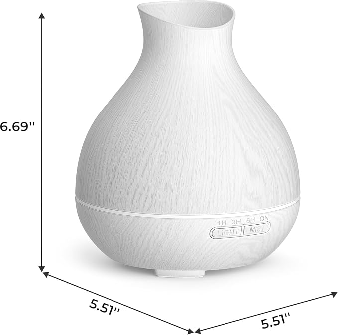 Aromatherapy Essential Oil Diffuser 550ml 12 Hours White Wood Grain Aroma Diffuser with Timer for Large Room, Home, Baby