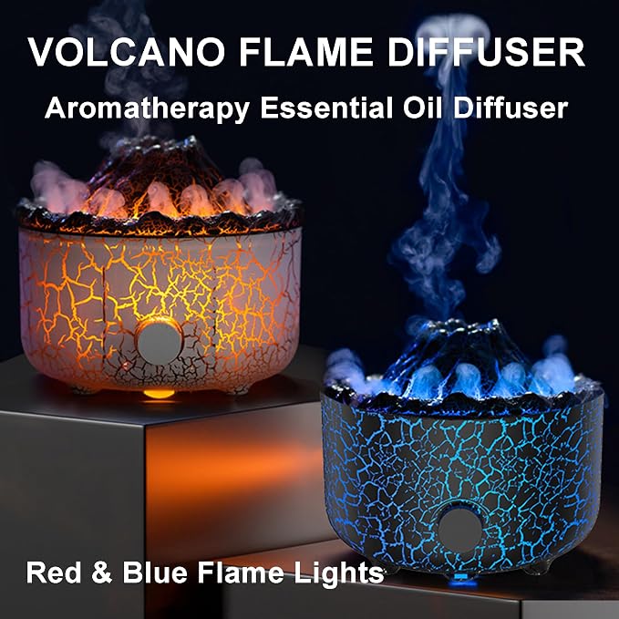 Aromatherapy Essential Oil Diffuser, 560ml Ultrasonic Cool Mist Diffuser/Humidifier with Flame & Volcano 2 Mist Mode