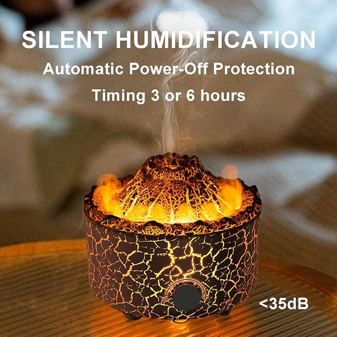 Aromatherapy Essential Oil Diffuser, 560ml Ultrasonic Cool Mist Diffuser/Humidifier with Flame & Volcano 2 Mist Mode