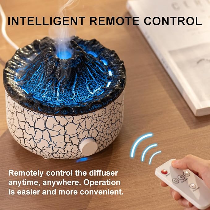 Aromatherapy Essential Oil Diffuser, 560ml Ultrasonic Cool Mist Diffuser/Humidifier with Flame & Volcano 2 Mist Mode