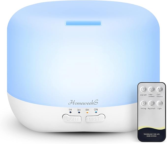Aromatherapy Essential Oil Diffuser for Room: 500ml Colorful Aroma Air Humidifier with Adjustable Cool Mist Mode, product