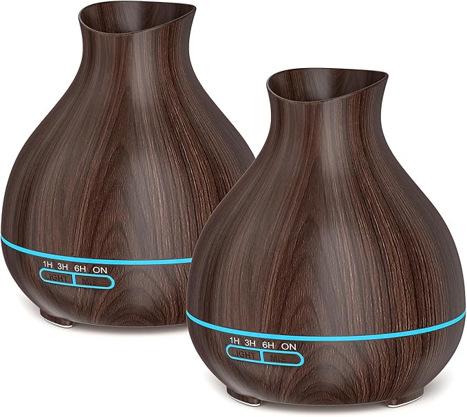 Aromatherapy Essential Oil Diffusers,2 PCS 550ml High Mist Output Humidifiers for Large Room, Home, Waterless Auto-Off