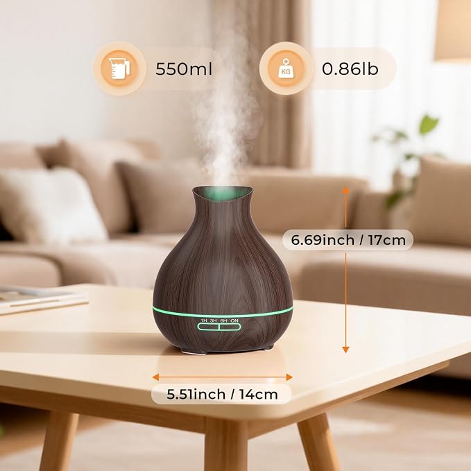 Aromatherapy Essential Oil Diffusers,2 PCS 550ml High Mist Output Humidifiers for Large Room, Home, Waterless Auto-Off