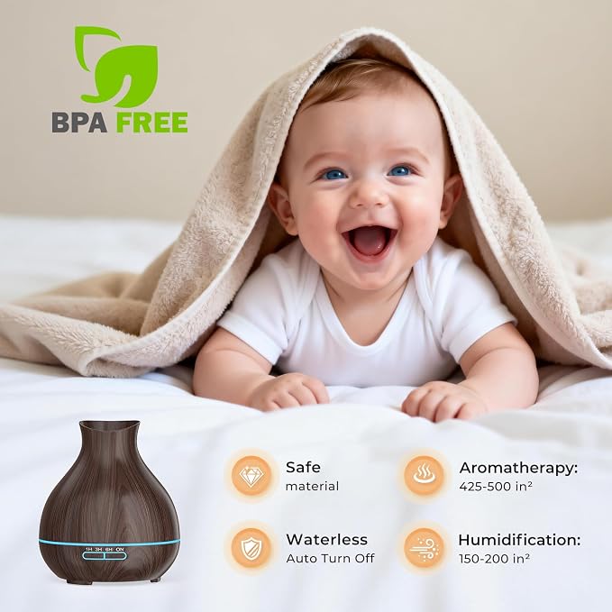 Aromatherapy Essential Oil Diffusers,2 PCS 550ml High Mist Output Humidifiers for Large Room, Home, Waterless Auto-Off