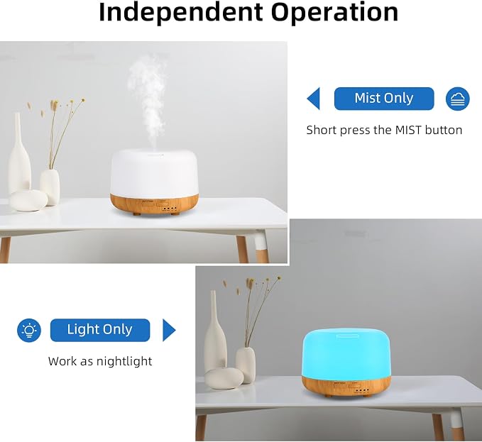 Aromatherapy Essential Oil Home Diffuser with Remote Control, 300ML Large Room Cool Mist Air Humidifier, 8 Hours Quiet